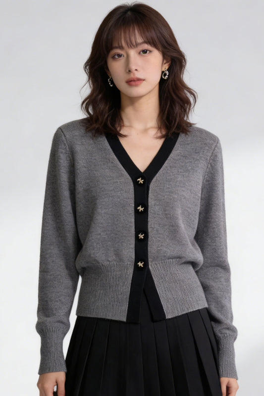 Women's Cardigan Sweater V-Neck Knit Long Sleeve Top