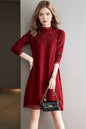 Lace Patchwork Shiny Beads Mini Sweater Dress