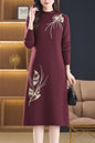 Women's Long Sleeve Sweater Knit Tunic Midi Dress