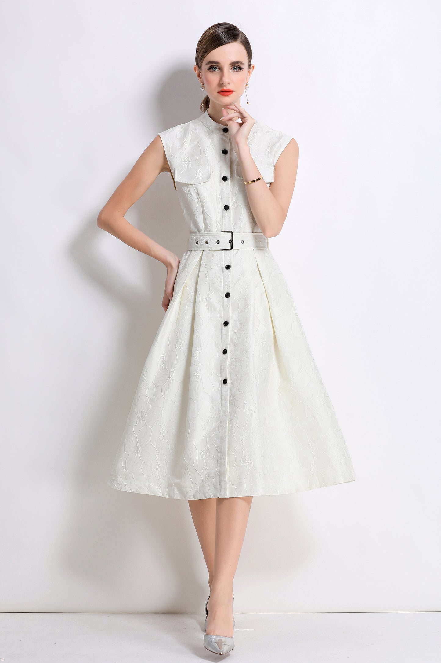 Women's Jacquard Sleeveless Vintage Rockabilly Dress