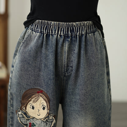 Women Jeans Denim Pants Elastic Waist