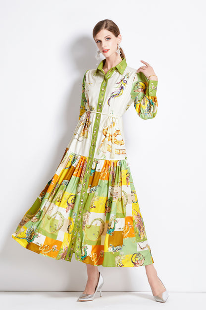 Women's Floral Print Casual Button Maxi Dress