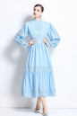 Women's Palace Long Puff Sleeve Lace Maxi Dress