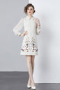 Vintage Women's Elegant Embroidered Hight Neck Mini Dress