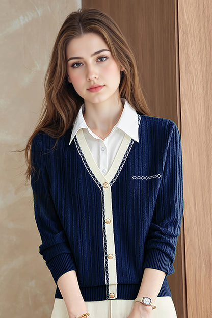 Women's Sweater 2 in 1 Lapel Ribbed Knit Pullover Top