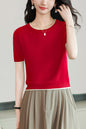 Women's Short Sleeve Ribbed Knit Tops