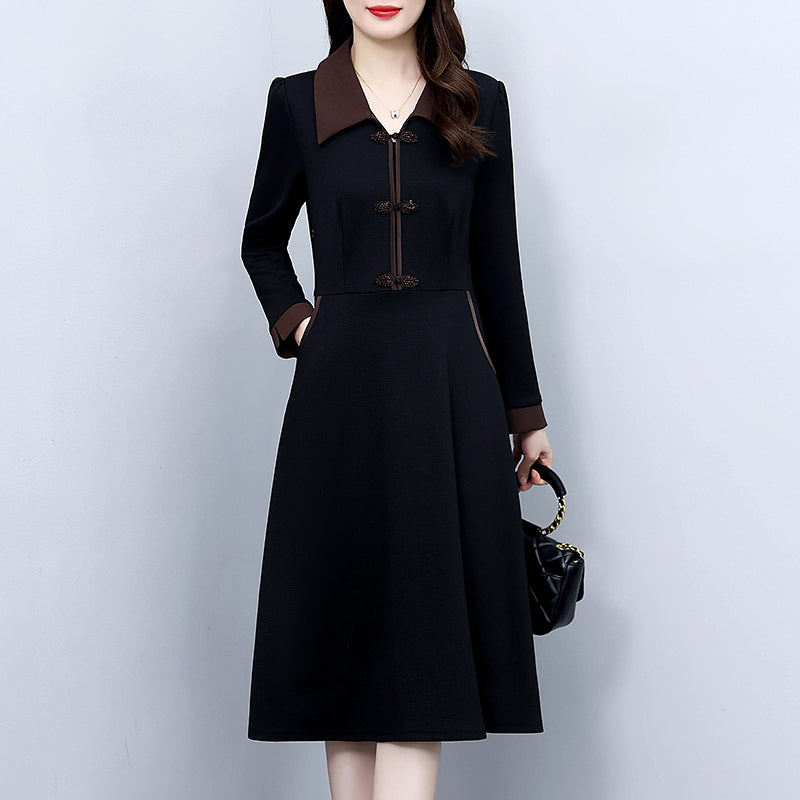 Black & Brown Collared Button-Front Dress | $42.98