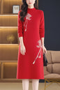 Women's Long Sleeve Sweater Knit Tunic Midi Dress