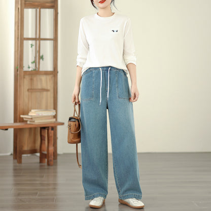 Women's Jeans Elastic Waist Baggy Wide Leg Pants