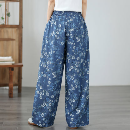 Women's Wide Leg Jeans Lightweight Wasited Elastic Print Y2K Pants - LAI MENG FIVE CATS