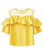 Cold Shoulder Chiffon Ruffle Top | Elegant Summer Statement Blouse