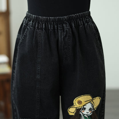 Women Jeans Denim Pants Elastic Waist