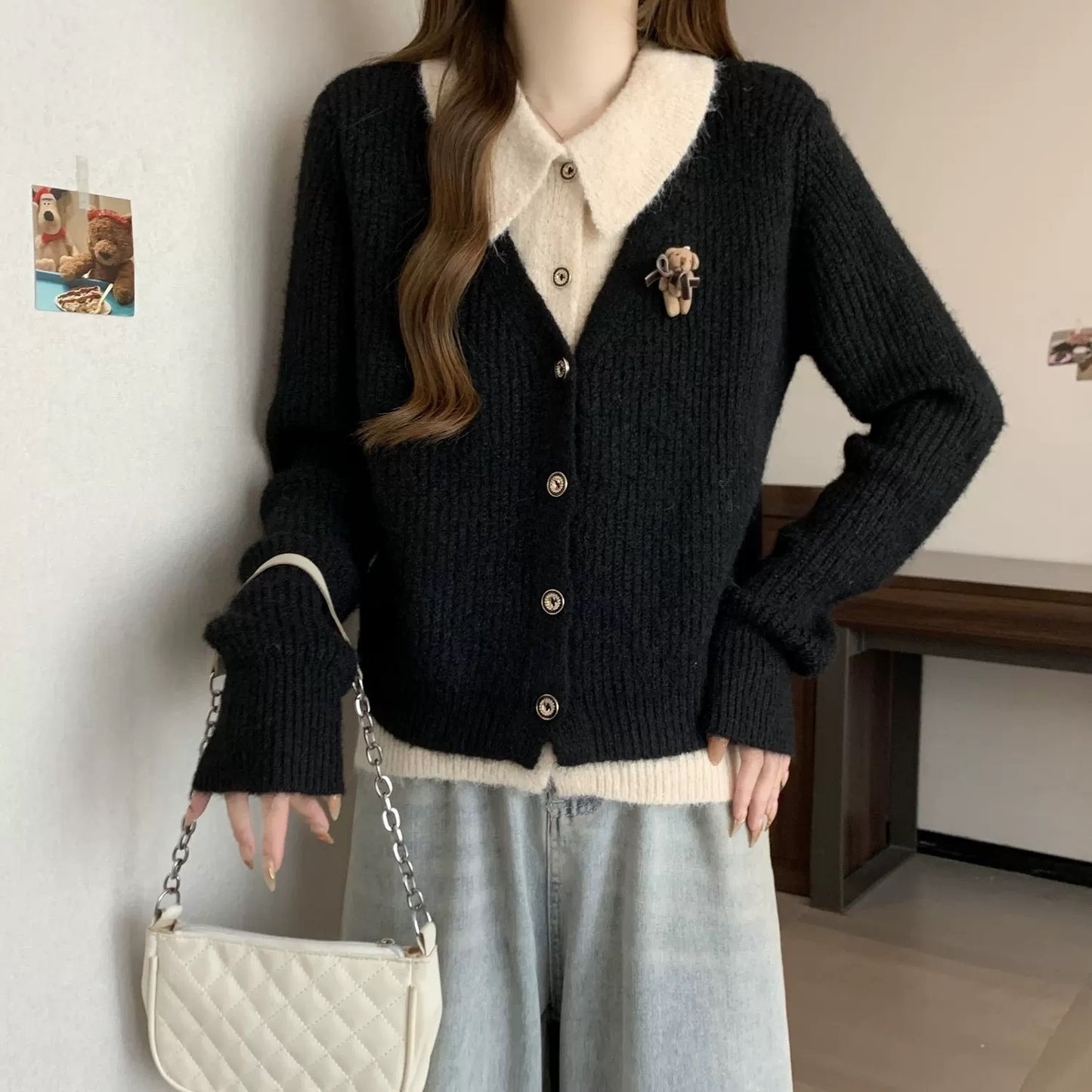 Women's Sweater Cardigan Knit Long Sleeve Button Outfits