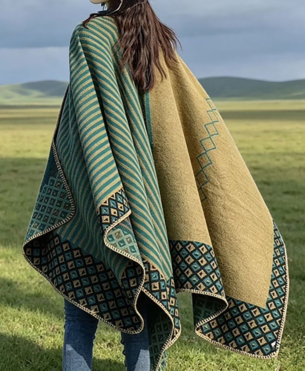 28688 Teal Printed Acrylic Travel Shawl – Oversized Wrap