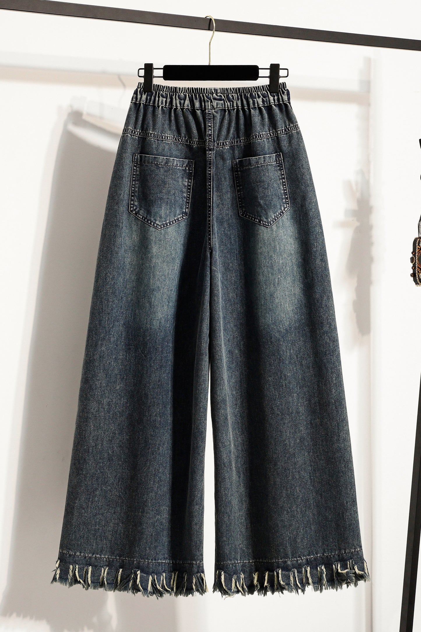 26-Women's Baggy Jeans Elastic Waist Loose Denim Pants