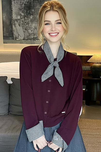 Women's Lightweight Plaid Sweater Cardigan Tops