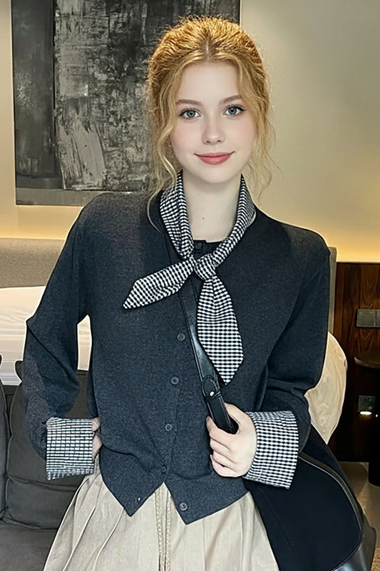 Women's Lightweight Plaid Sweater Cardigan Tops