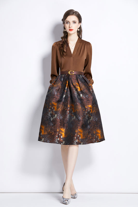 Women's 2 in 1 1950's Floral Jacquard Cocktail Dress