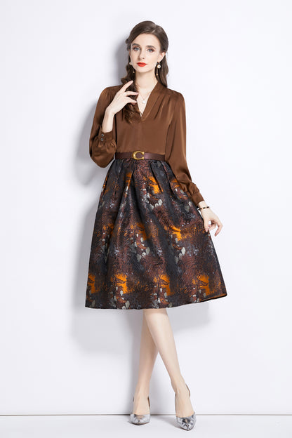 Women's 2 in 1 1950's Floral Jacquard Cocktail Dress