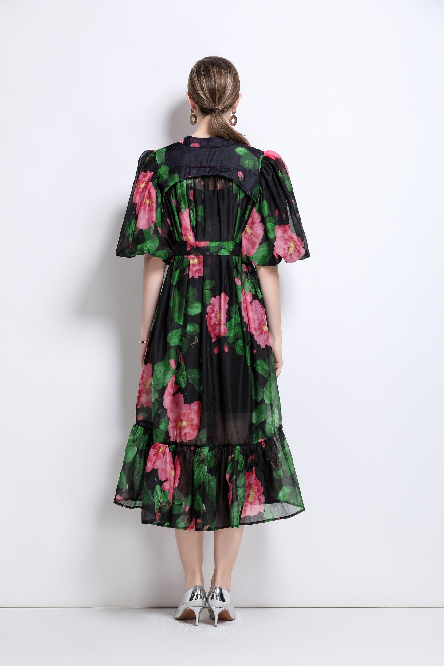 Effortless Elegance Floral Midi Dress - LAI MENG FIVE CATS