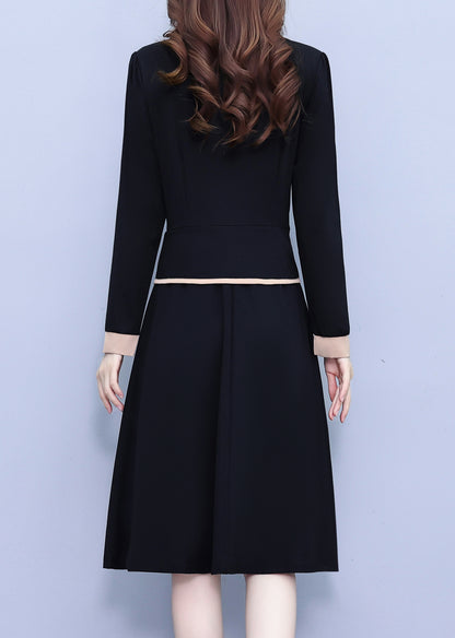 28724 Contrast Trim Collared Midi Dress - LAI MENG FIVE CATS