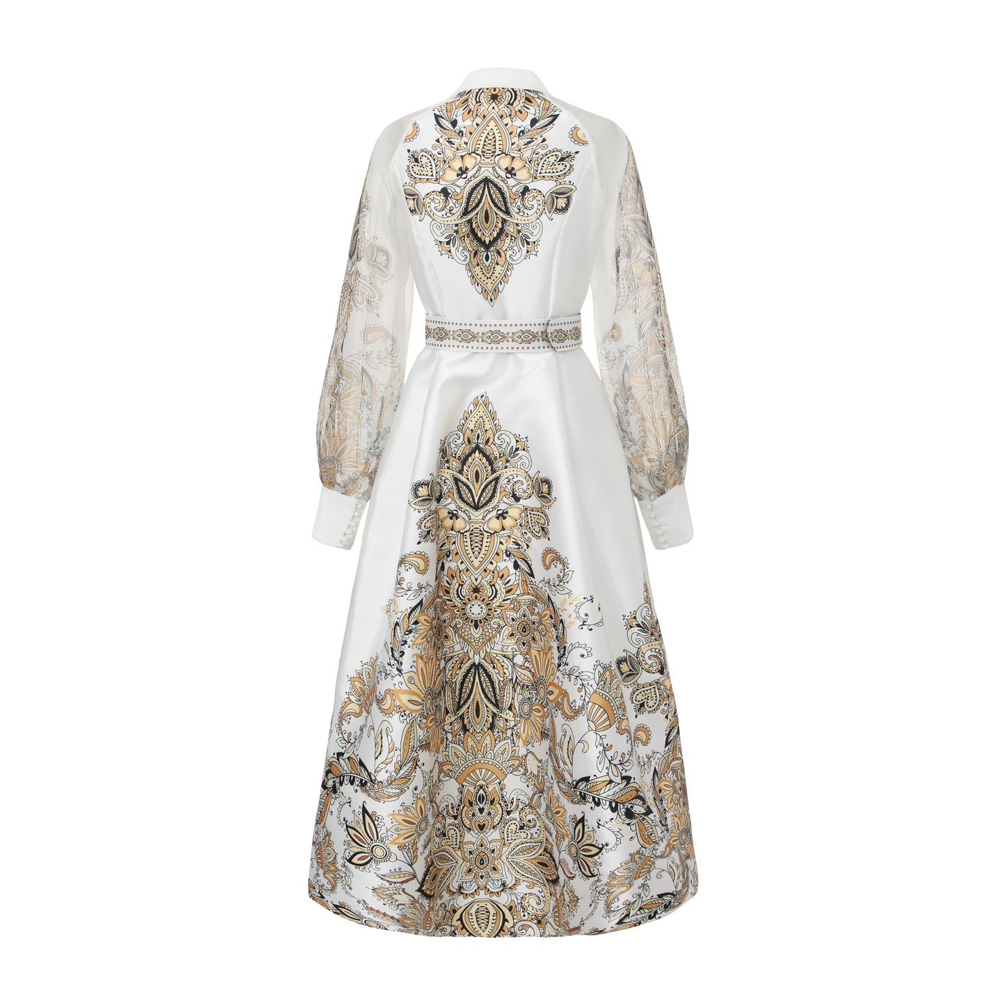 26-Women's Puff Sleeves Floral Print Button Maxi Dress