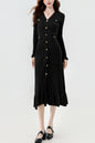 Women's V-Neck Sweater Knit Fishtail Hem Midi Dress