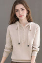 Women's Hoodie Sweater Drawstring Knit Sweatshirt