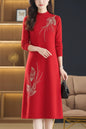 Women's Long Sleeve Sweater Knit Tunic Midi Dress