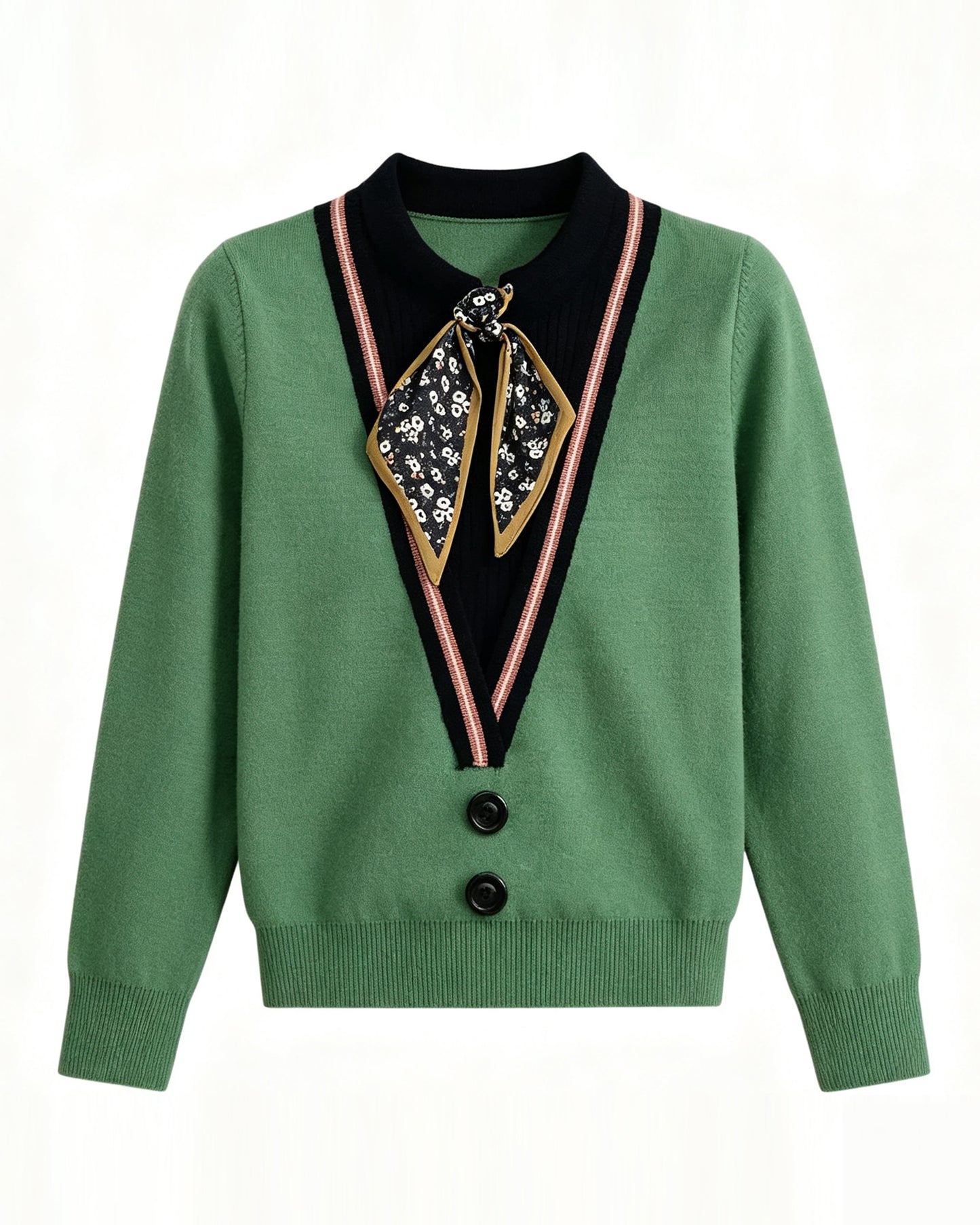 Tie-Neck Knit Sweater for Women | Lightweight Fall Pullover with Vintage-Inspired Collar