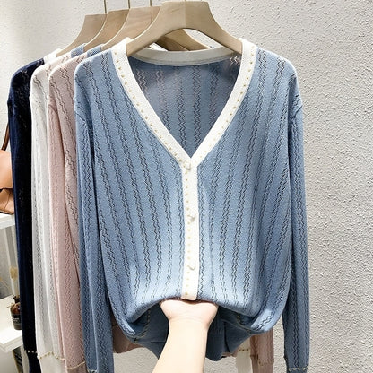 Lightweight Pointelle Knit Cardigan