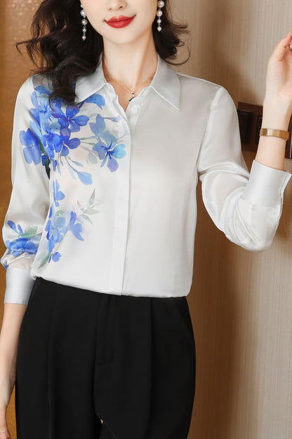 Shirt Floral Print Long Sleeves Button Blouse