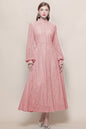 Women's Lace Mandarin Collar High Waist Maxi Dress - LAI MENG FIVE CATS