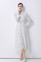 Women's Embroidery Hollow Out Lace Midi Dress - LAI MENG FIVE CATS