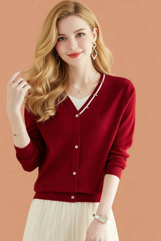 Women's Lightweight Cardigan V Neck  Knit Sweater Tops