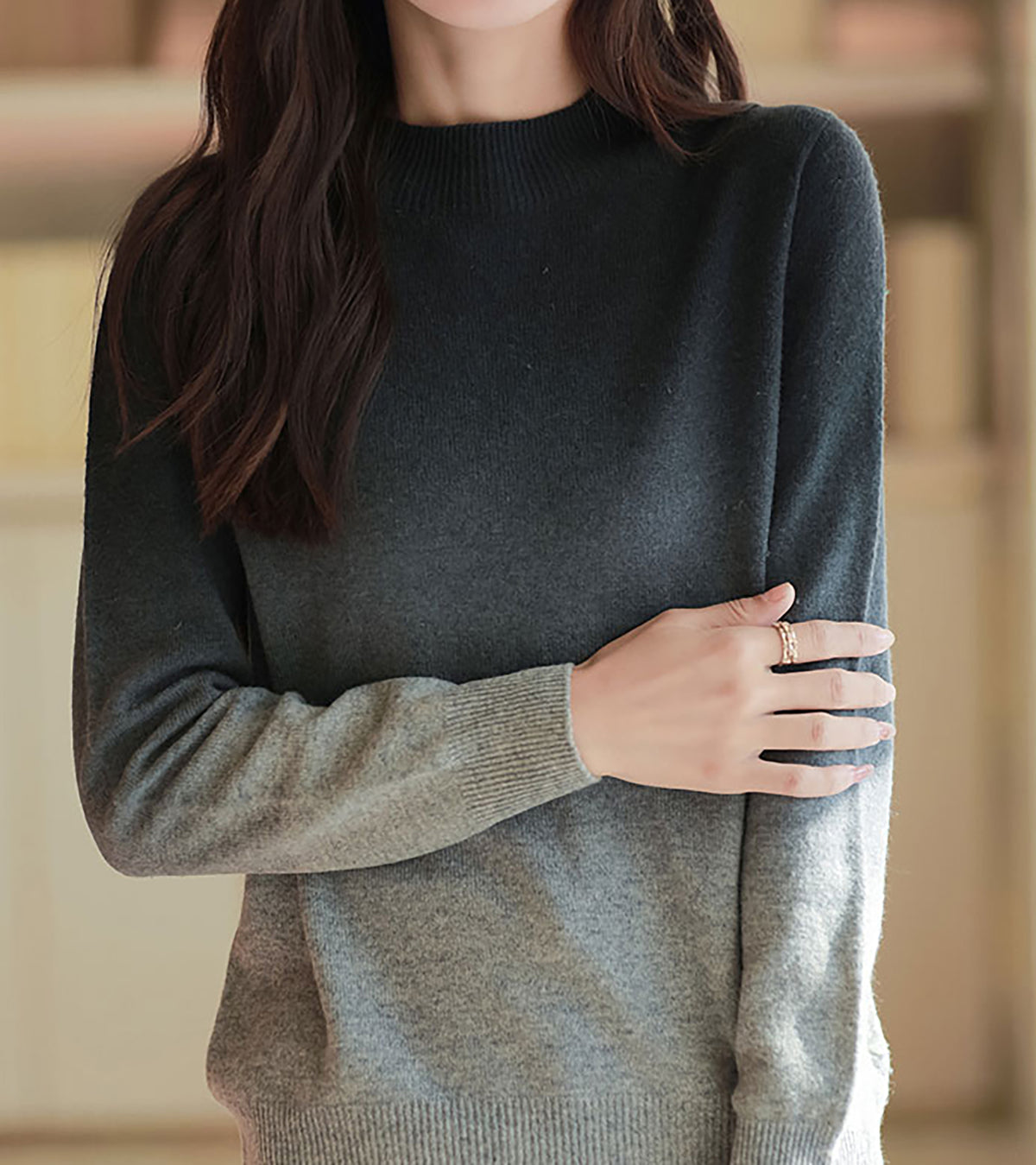 28728 Gradient Crewneck Knit Sweater - LAI MENG FIVE CATS