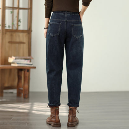 Women's Elastic Waist Embroidery Denim Jeans
