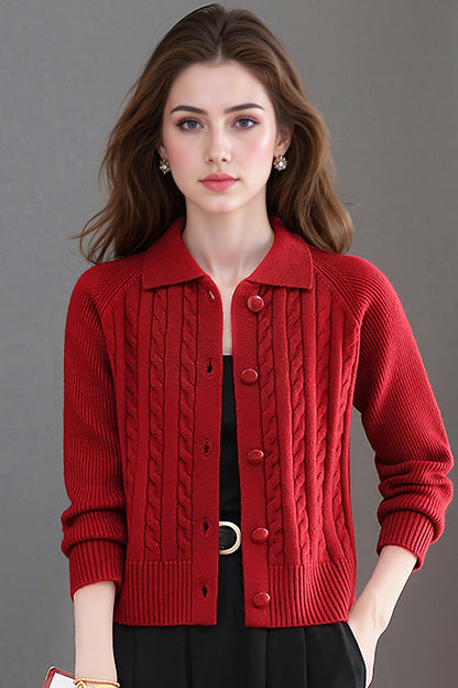 Women's Cable Knit Cardigan Open Front Sweater Jacket