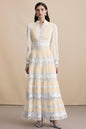 Women's V-Neck Smocked Lace Tiered Maxi Dress