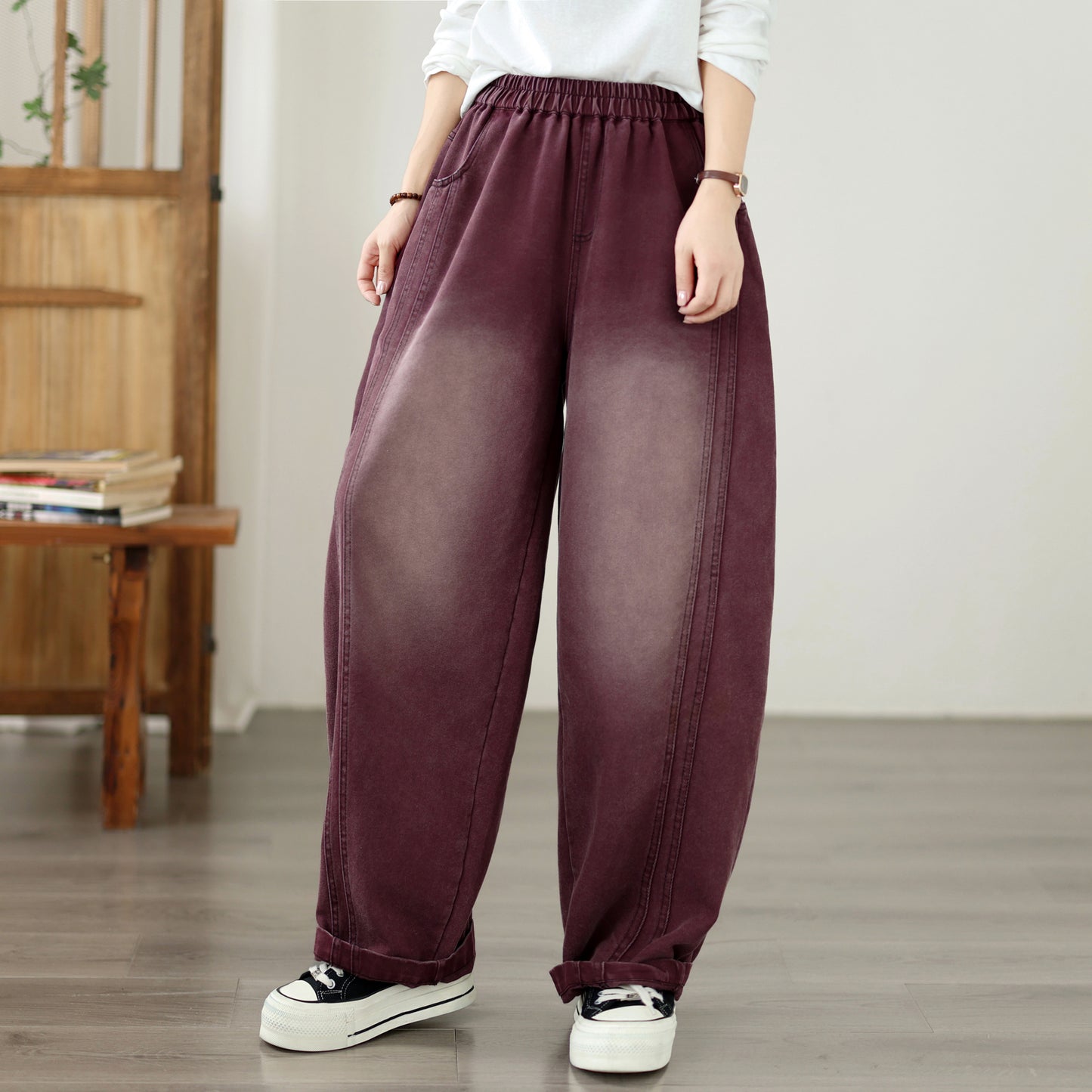 Boyfriend Pants Loose Baggy Denim Barrel Jeans Drawstring Pants