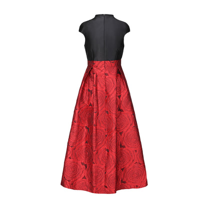 Women's Cap Sleeves Silk Satin Jacquard Dress - LAI MENG FIVE CATS