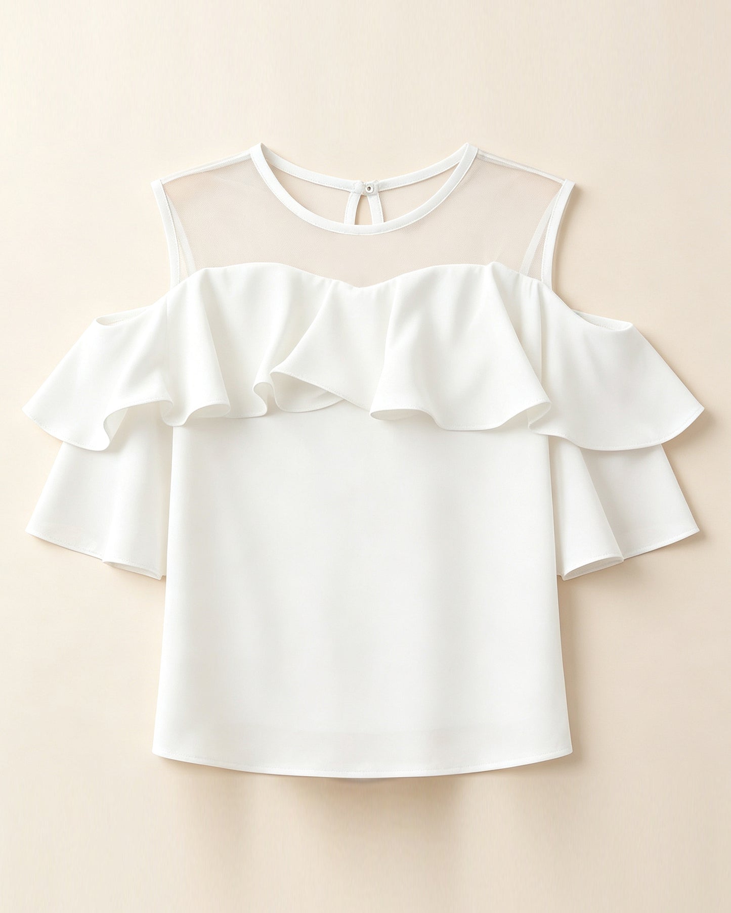 Cold Shoulder Chiffon Ruffle Top | Elegant Summer Statement Blouse