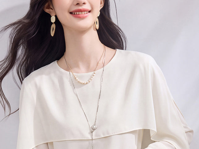 Ivory Layered Chiffon Blouse – Elegant Early Fall Top