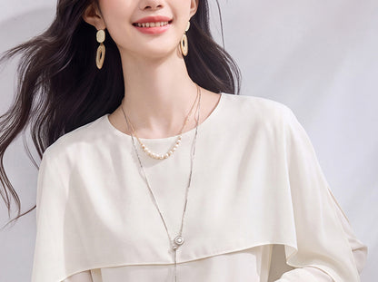 Ivory Layered Chiffon Blouse – Elegant Early Fall Top