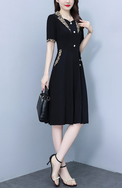 Women's Short Sleeve Pocket Work Office Suit Dress - LAI MENG FIVE CATS