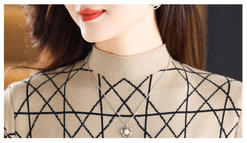 Women's Fall Long Sleeve Knitted Sweater Midi Dress