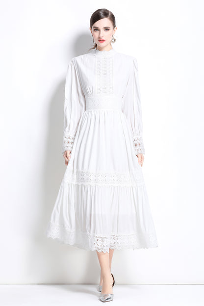 Women's Palace Long Puff Sleeve Lace Maxi Dress