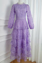 Women's Mesh Embroidery Ruffle Tiered Layered Maxi Dress
