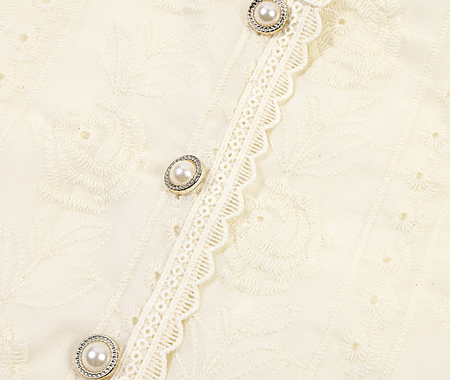 Embroidered Eyelet Blouse | Breathable Cotton with Lace Trim