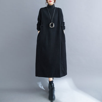 High Collar Pullover Dress With Pocket